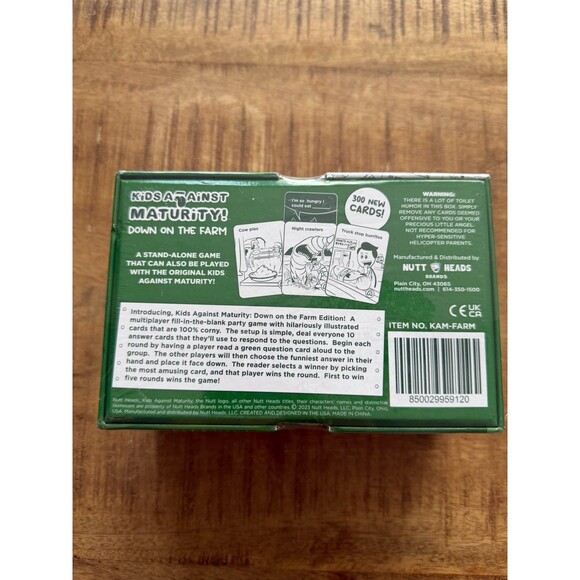 NIB Kids Against Maturity Down on the Farm Stand-Alone Card Game Sealed 300 Card - Picture 2 of 3